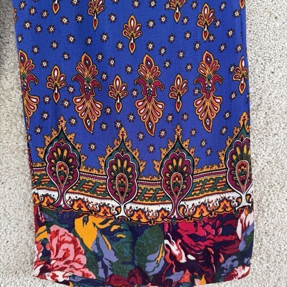 Anthropologie Ett Twa Wide Leg Viscose Pants Size 0 Blue Floral Drawstring - Picture 4 of 9